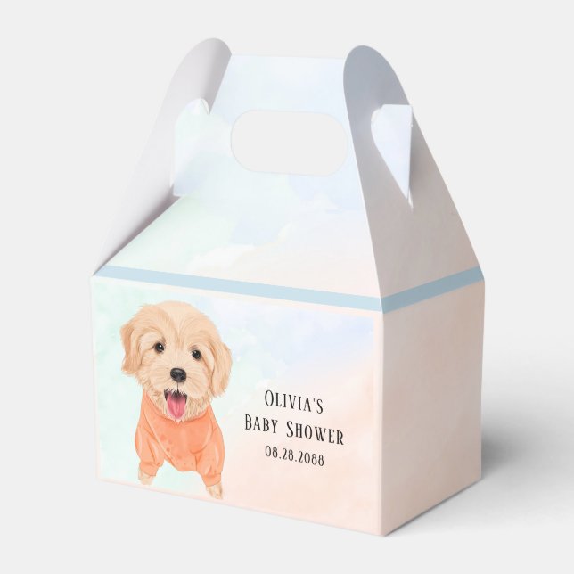 Niedliche Welpe mit Watercolor Kinderdusche Geschenkschachtel (Vorderseite)
