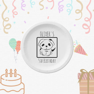 Niedliche Welpe Personalisiert Kid's Birthday Part Pappteller