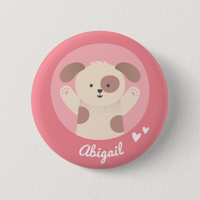 Niedliche Welpe - Schaltfläche "Personalisierte Gi Button (Vorderseite)