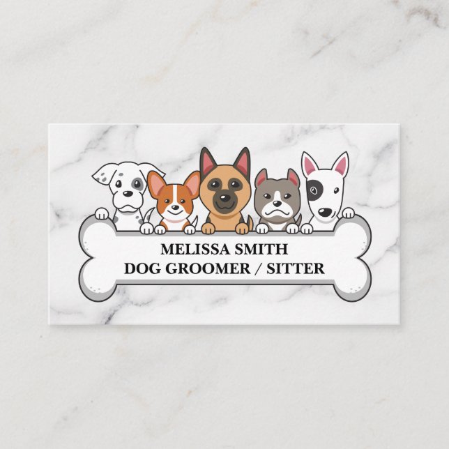 Niedliche Welpen | Dog Bone | Tierdienste Visitenkarte (Vorderseite)