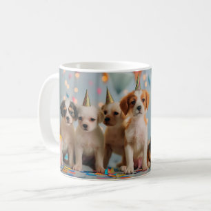 Niedliche Welpen Geburtstagsfeier Design Kaffeetasse
