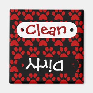 Niedliche Welpen-Hundetatze druckt rotes Schwarzes Magnet