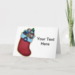 Niedliche Welpen Strumpf Weihnachtskarte Feiertagskarte
