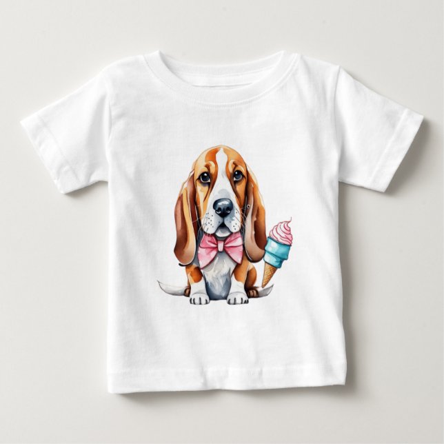 Niedliche Welpen und Früchte Baby T-shirt (Vorderseite)