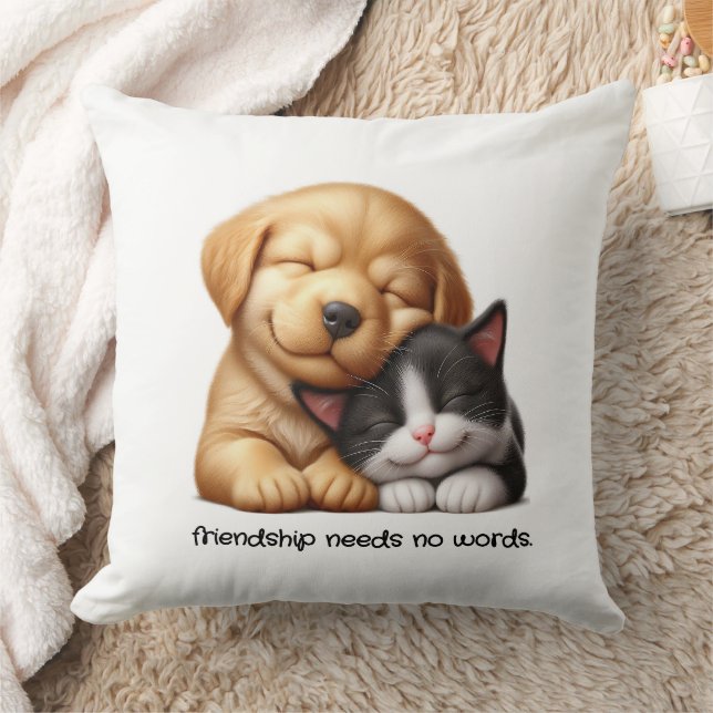 Niedliche Welpen und Kitten Cuddling Die besten Fr Kissen (Decke)