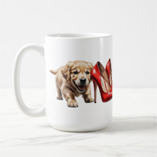 Niedliche Welpen und Rote Heelse Stift Skizze Prin Kaffeetasse