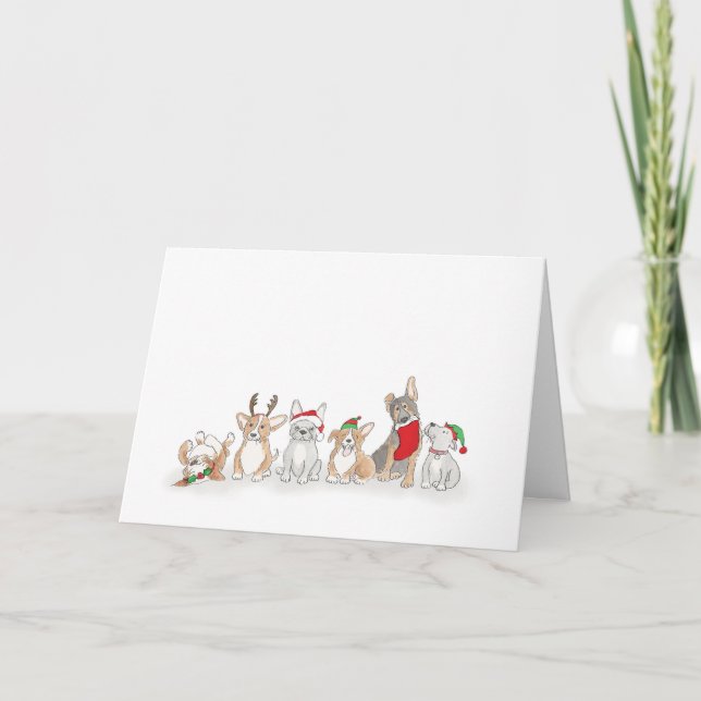 Niedliche Welpen Weihnachtskarte Karte (Vorderseite)