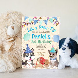 Niedliche Welpen Welpen-Party Einladung