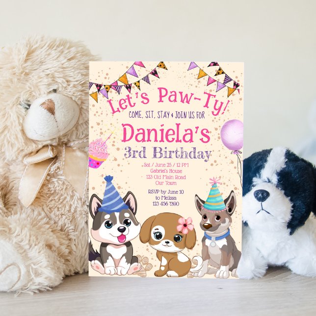 Niedliche Welpen Welpen-Party Einladung (Von Creator hochgeladen)