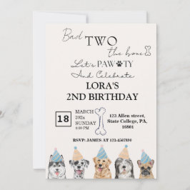 Niedliche Welpenhunde Pawty Geburtstagsparty Einladung