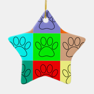 Niedliche Welpenpfähle auf Plätzen Keramikornament