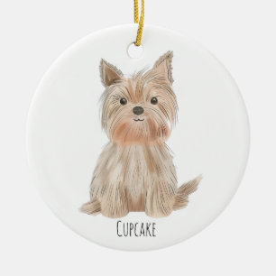 Niedliche Welpenweihnachtsdekoration Keramik Ornament