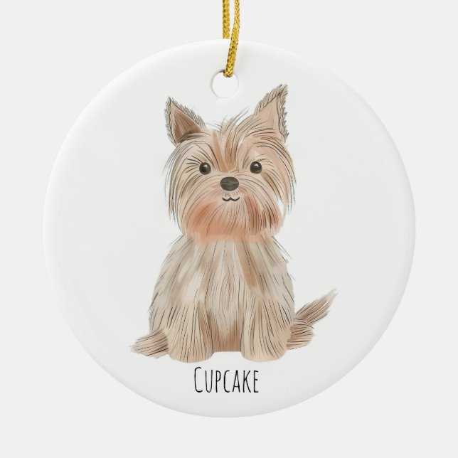 Niedliche Welpenweihnachtsdekoration Keramik Ornament (Vorne)