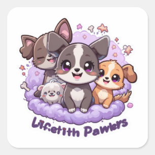 Niedliche Welppy GroupLife mit Blenden Dog Decal Quadratischer Aufkleber