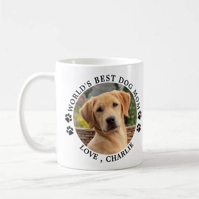 Niedliche Welt der beste Hund Mama Paw Prints Pet  Kaffeetasse (Links)