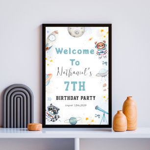 Niedliche Weltraumexplosion Geburtstag Poster