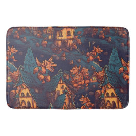 Niedliche Werwölfe rund um ein Dorf Badematte