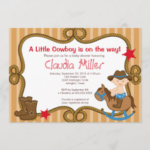 Niedliche Western-Cowboy-Baby-Duschen-Einladung Einladung