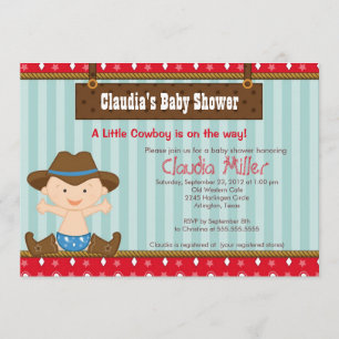 Niedliche Western-Cowboy-Baby-Duschen-Einladung Einladung