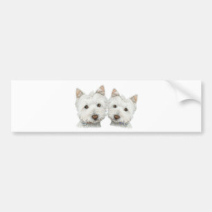Niedliche Westie Hunde Autoaufkleber