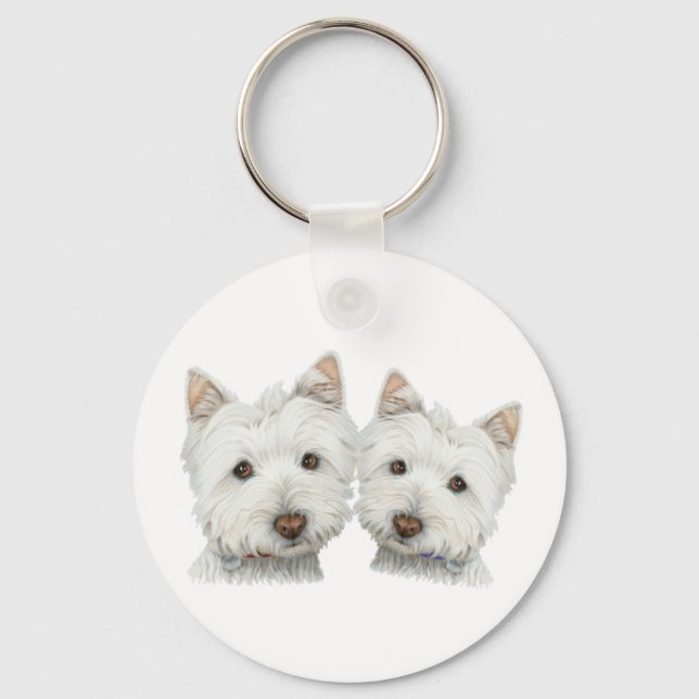 Niedliche Westie Hunde Schlüsselanhänger (Vorderseite)
