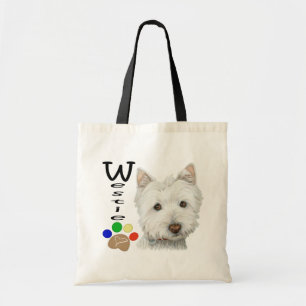Niedliche Westie Hunde-und Tatzen-Kunst Tragetasche