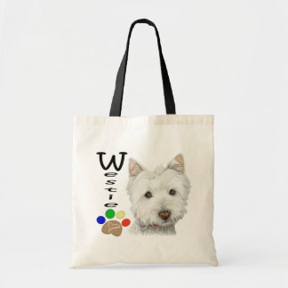 Niedliche Westie Hunde-und Tatzen-Kunst Tragetasche