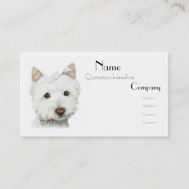 Niedliche Westie Hundegeschäfts-Karte Visitenkarte (Vorderseite)