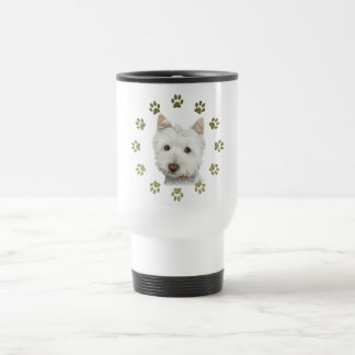 Niedliche Westie Hundekunst und -tatzen Reisebecher