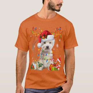 Niedliche Westie Hundelampen Weihnachtsmannmütze S T-Shirt
