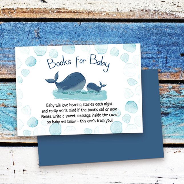 Niedliche Whale Baby Dusche Aquarellbücher für Kin Begleitkarte (Whale baby shower book request cards from my Happy Whale collection. Message if you need more items)