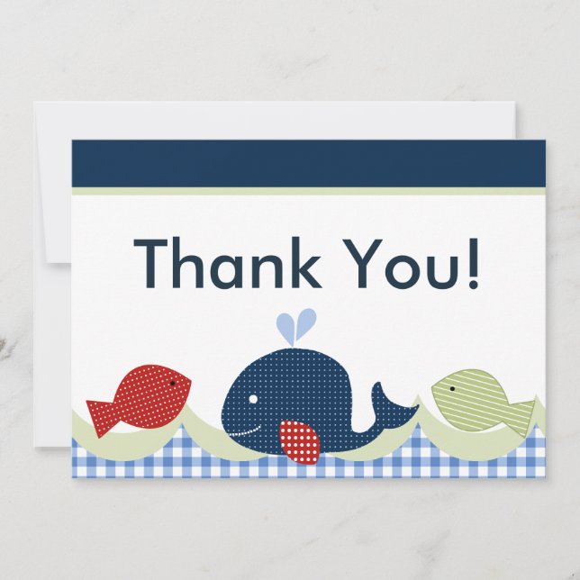 Niedliche Whale/Fisch Kinderdusche Dankeschön Kart Dankeskarte (Vorderseite)
