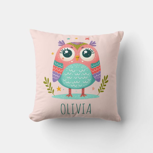 Niedliche Whimsical Baby Owl Kissen (Vorderseite)