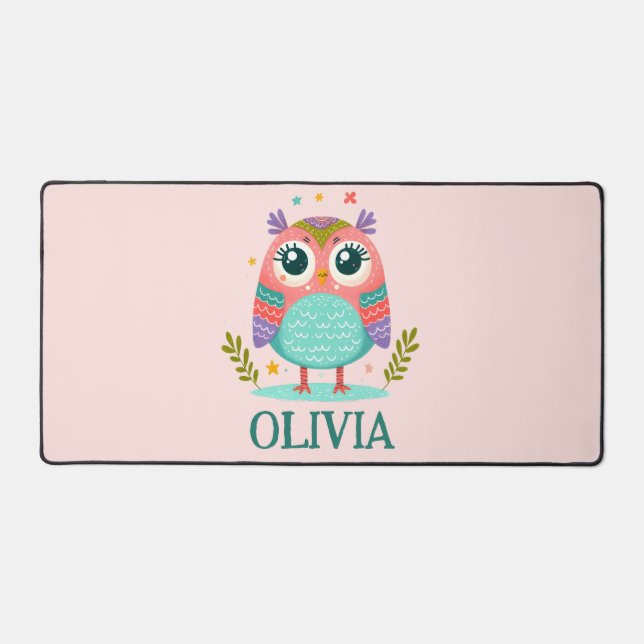 Niedliche Whimsical Baby Owl Schreibtischunterlage (Vorderseite)
