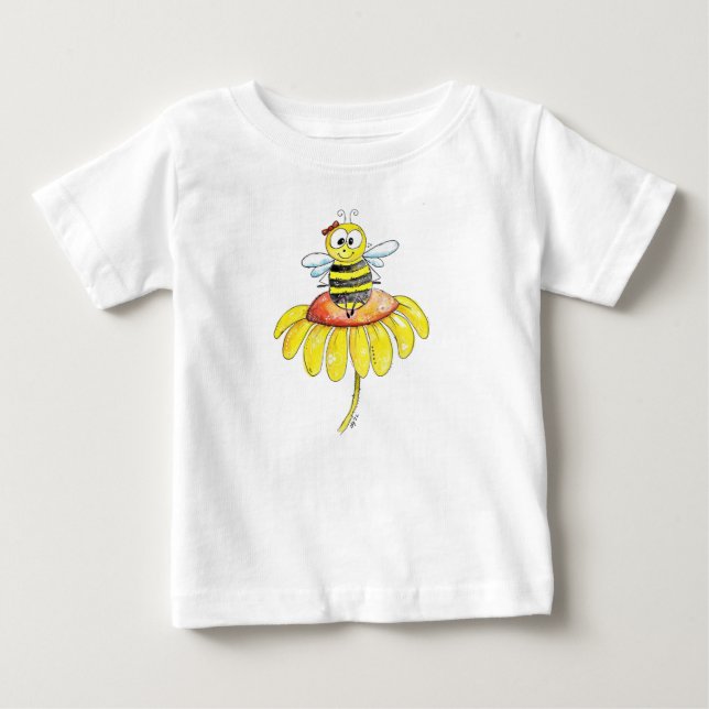 Niedliche Whimsical Biene auf einer Blume Baby T-shirt (Vorderseite)