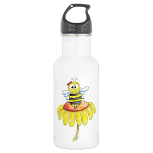 Niedliche Whimsical Biene auf einer Blume Edelstahlflasche