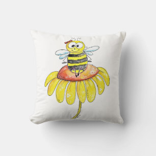 Niedliche Whimsical Biene auf einer Blume Kissen