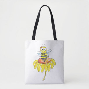 Niedliche Whimsical Biene auf einer Blume Tasche