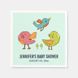 Niedliche Whimsical Birds Trio Babydusche Serviette