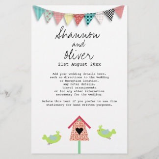 Niedliche Whimsical Birds und Birdhouse-Hochzeiten