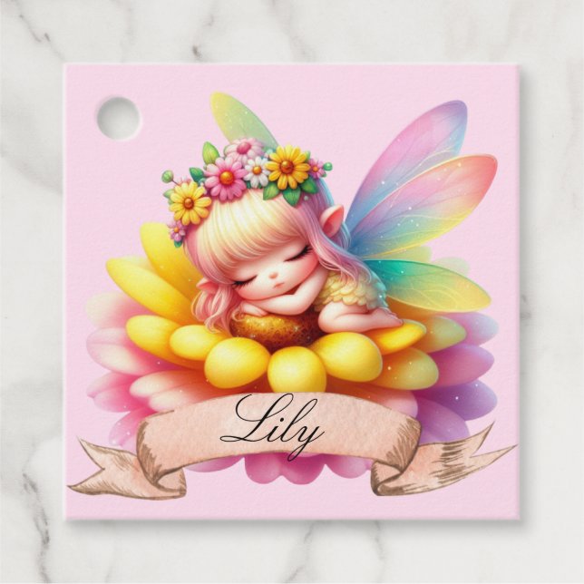 Niedliche Whimsical Blumenstrauß Träume Schlafmärc Geschenkanhänger (Vorderseite)