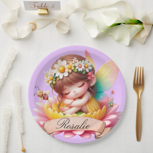 Niedliche Whimsical Blumenstrauß Träume Schlafmärc Pappteller (Hochzeit)