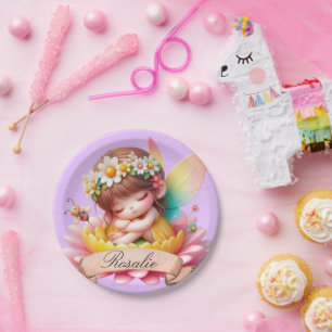 Niedliche Whimsical Blumenstrauß Träume Schlafmärc Pappteller