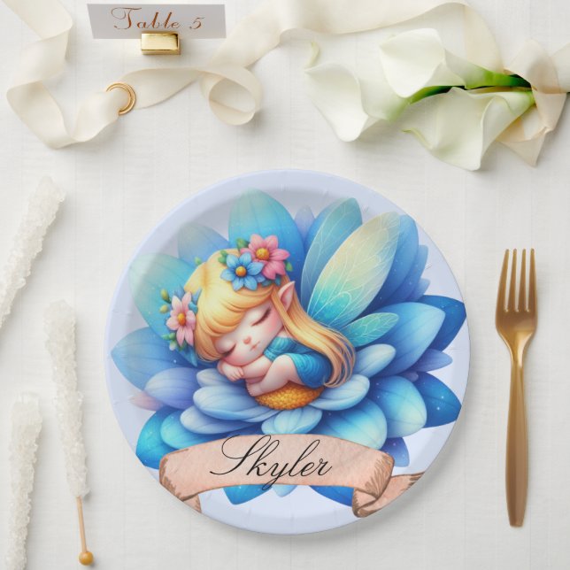 Niedliche Whimsical Blumenstrauß Träume Schlafmärc Pappteller (Hochzeit)
