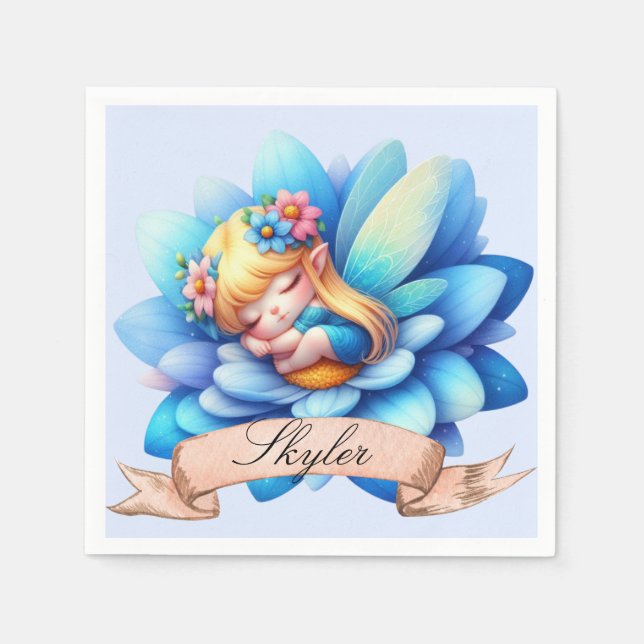 Niedliche Whimsical Blumenstrauß Träume Schlafmärc Serviette (Vorderseite)