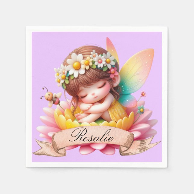 Niedliche Whimsical Blumenstrauß Träume Schlafmärc Serviette (Vorderseite)