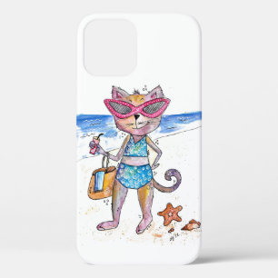 Niedliche Whimsical Cat am Strand Case-Mate iPhone Hülle