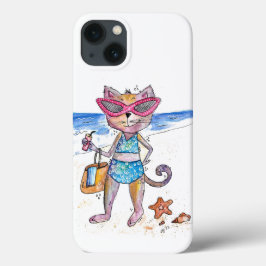 Niedliche Whimsical Cat am Strand Case-Mate iPhone Hülle
