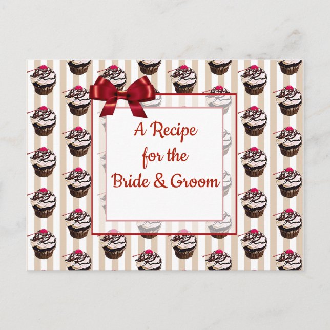 Niedliche Whimsical Cupcake Wedding Rezept Card Postkarte (Vorderseite)