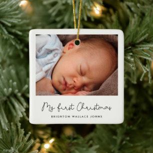 Niedliche whimsical Drehbuch Baby's First Christma Keramikornament
